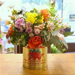 Upcycled Tin of Seasonal Flowers